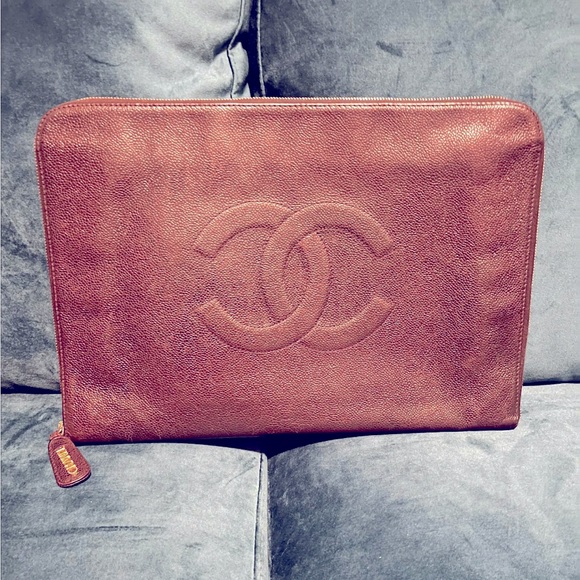 Chanel Caviar Brown Leather Laptop Sleeve - Picture 1 of 1